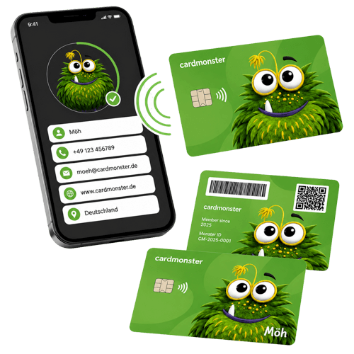 Smartphone liest eine NFC Karte mit Logo per Tap