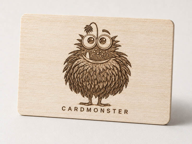 Holz-Chipkarte aus Linde mit RFID-Chip