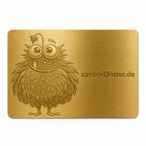 Goldene Metallkarte mit lasergraviertem Logo