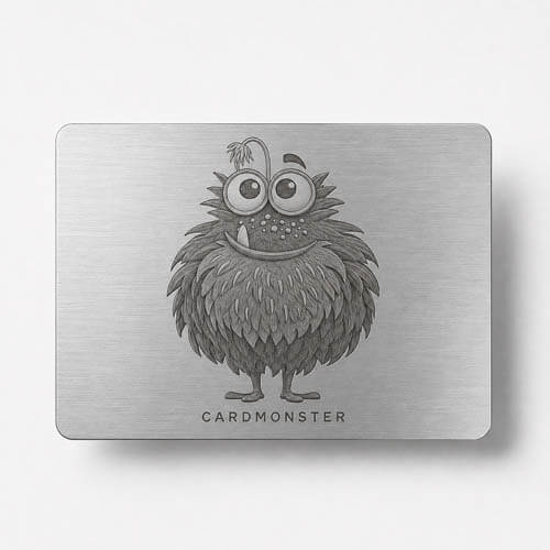 Metallkarte in Silber mit lasergraviertem Logo