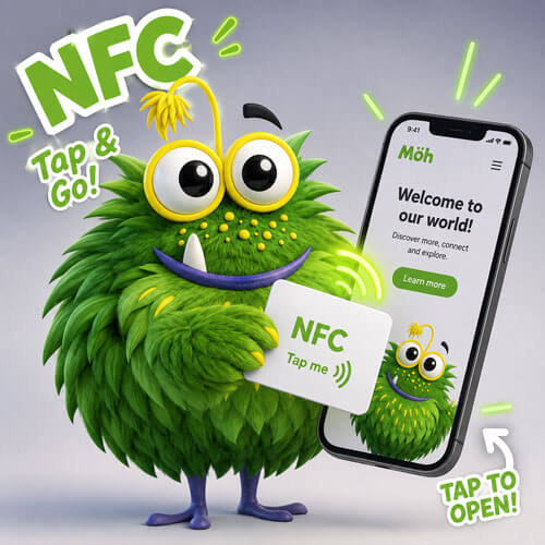 Smartphone liest eine PVC-Karte mit NFC-Chip per Tap