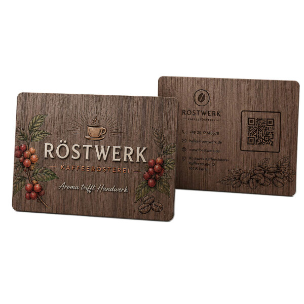 Holz Visitenkarte · Walnuss · Druck & Lasergravur