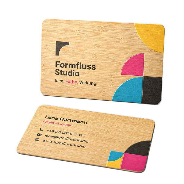 Holz Visitenkarte · Bambus · Druck & Lasergravur