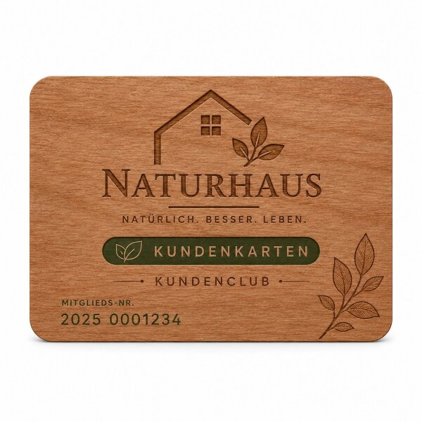 Holz Kundenkarte · Kirsche · Druck & Lasergravur
