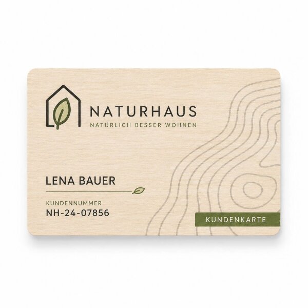 Holz Kundenkarte · Linde · Druck & Lasergravur