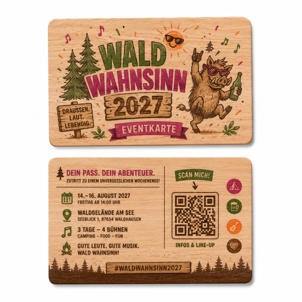 Holz Eventkarte · Buche · Druck & Lasergravur
