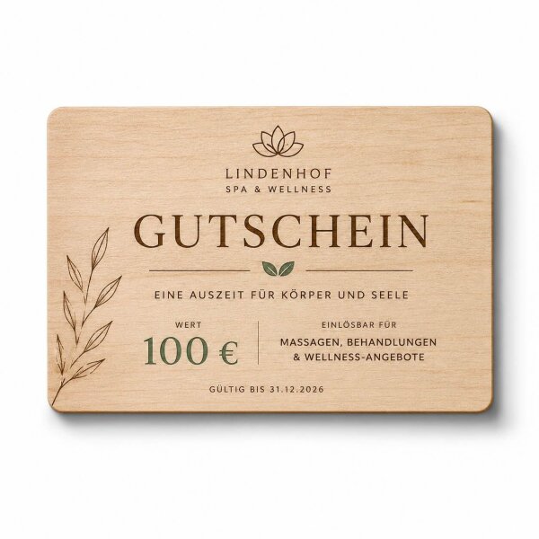 Holz Gutscheinkarte · Ahorn · Druck & Lasergravur