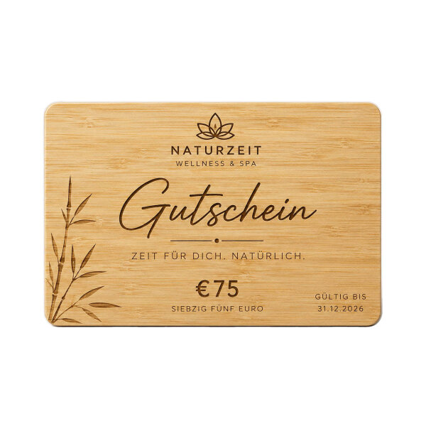 Holz Gutscheinkarte · Bambus · Druck & Lasergravur