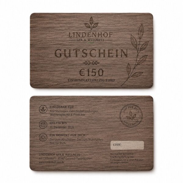 Holz Gutscheinkarte · Walnuss · Druck & Lasergravur