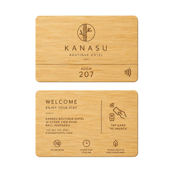 Holz Hotelkarte · Bambus · Druck & Lasergravur