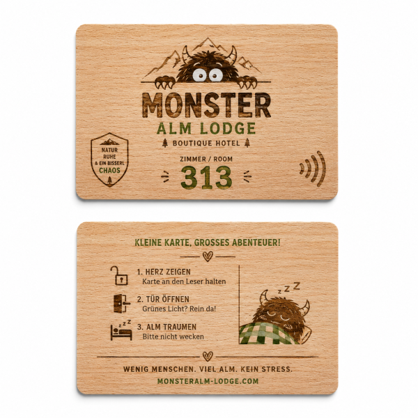 Holz Hotelkarte · Buche · Druck & Lasergravur