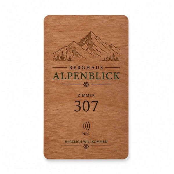 Holz Hotelkarte · Kirsche · Druck & Lasergravur