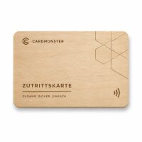 Holz Mitarbeiterausweis · Ahorn · Druck & Lasergravur