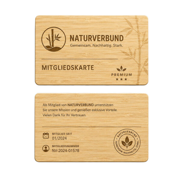 Holz Mitgliedskarte · Bambus · Druck & Lasergravur