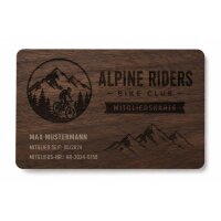 Holz Mitgliedskarte · Walnuss · Druck & Lasergravur