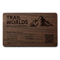 Holz Mitgliedskarte · Walnuss · Druck & Lasergravur