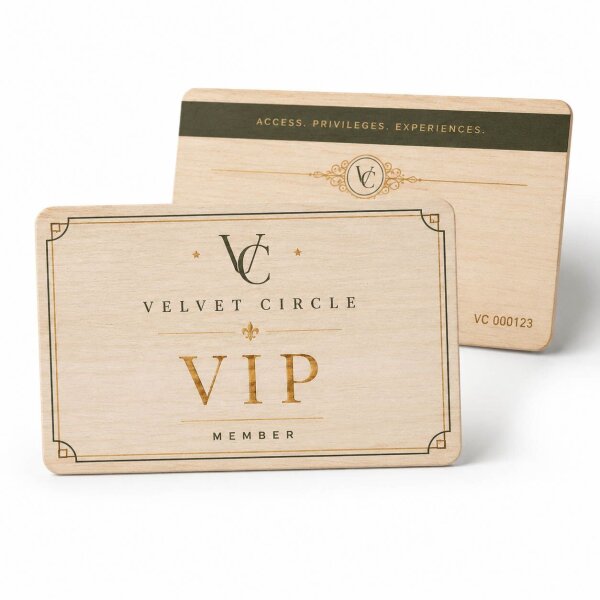 Holz VIP-Karte · Linde · Druck & Lasergravur