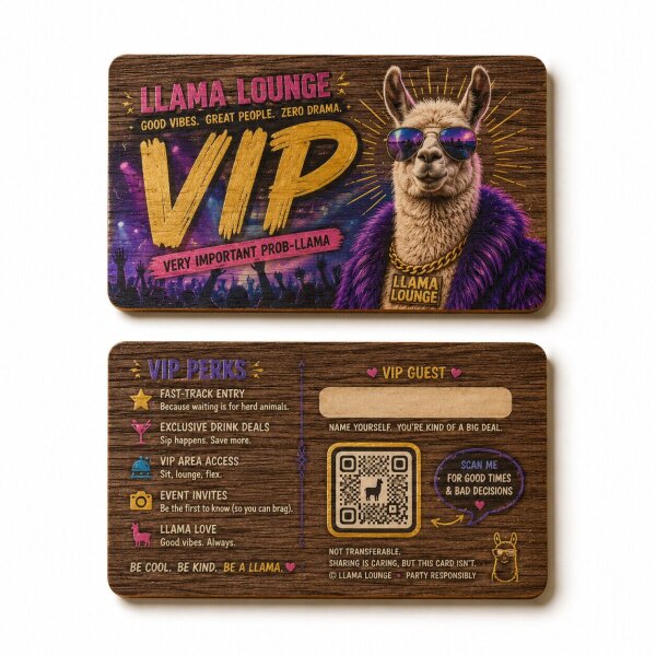 Holz VIP-Karte · Walnuss · Druck & Lasergravur