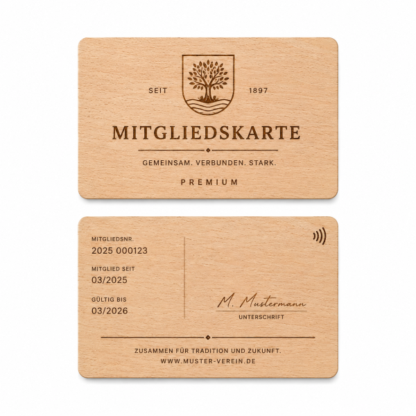 Holz NFC-Karte · Buche · Druck & Lasergravur