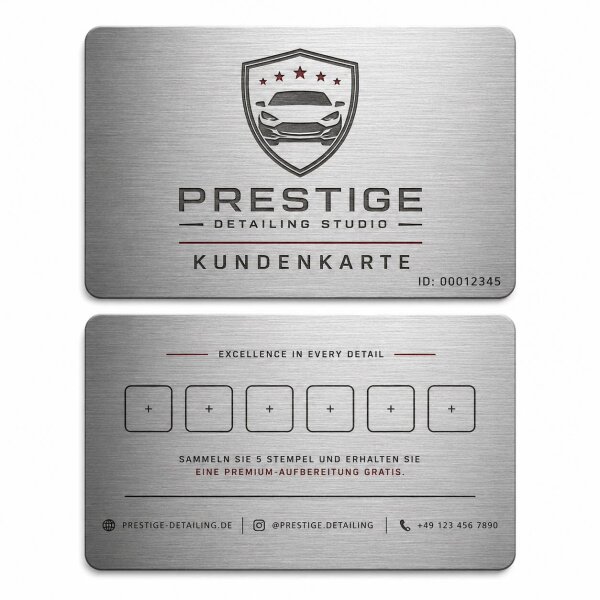 Metall Kundenkarte · Silber · Druck & Lasergravur