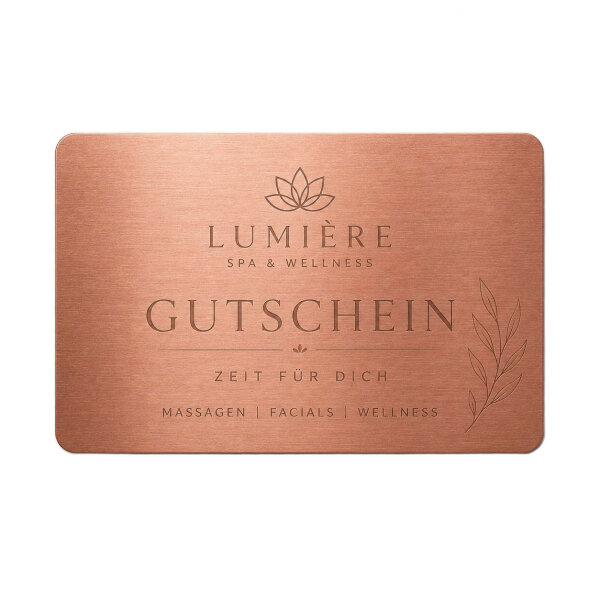 Metall Gutscheinkarte · Rose · Druck & Lasergravur