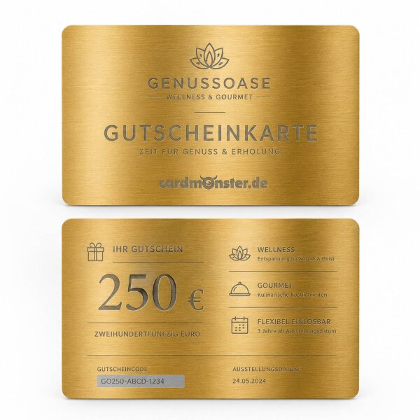 Metall Gutscheinkarte · Gold · Druck & Lasergravur
