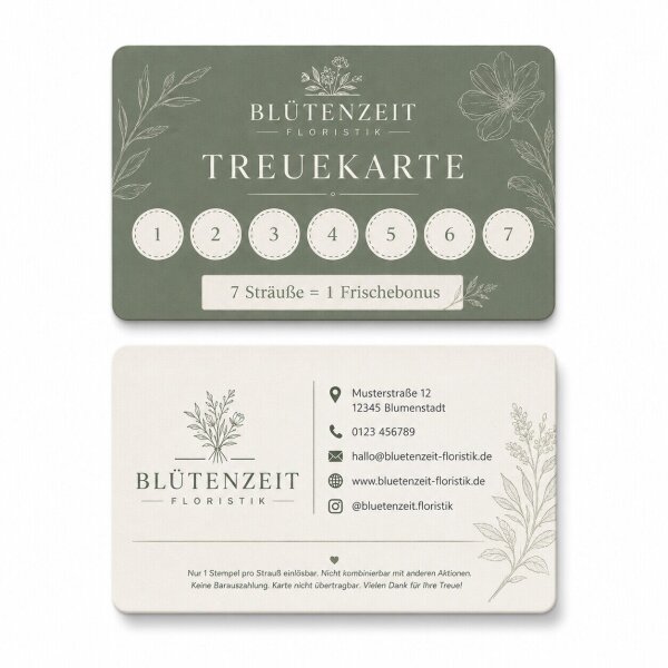 Plastik-Treue- & Stempelkarte PETG biobasiert · Druck & Veredelung